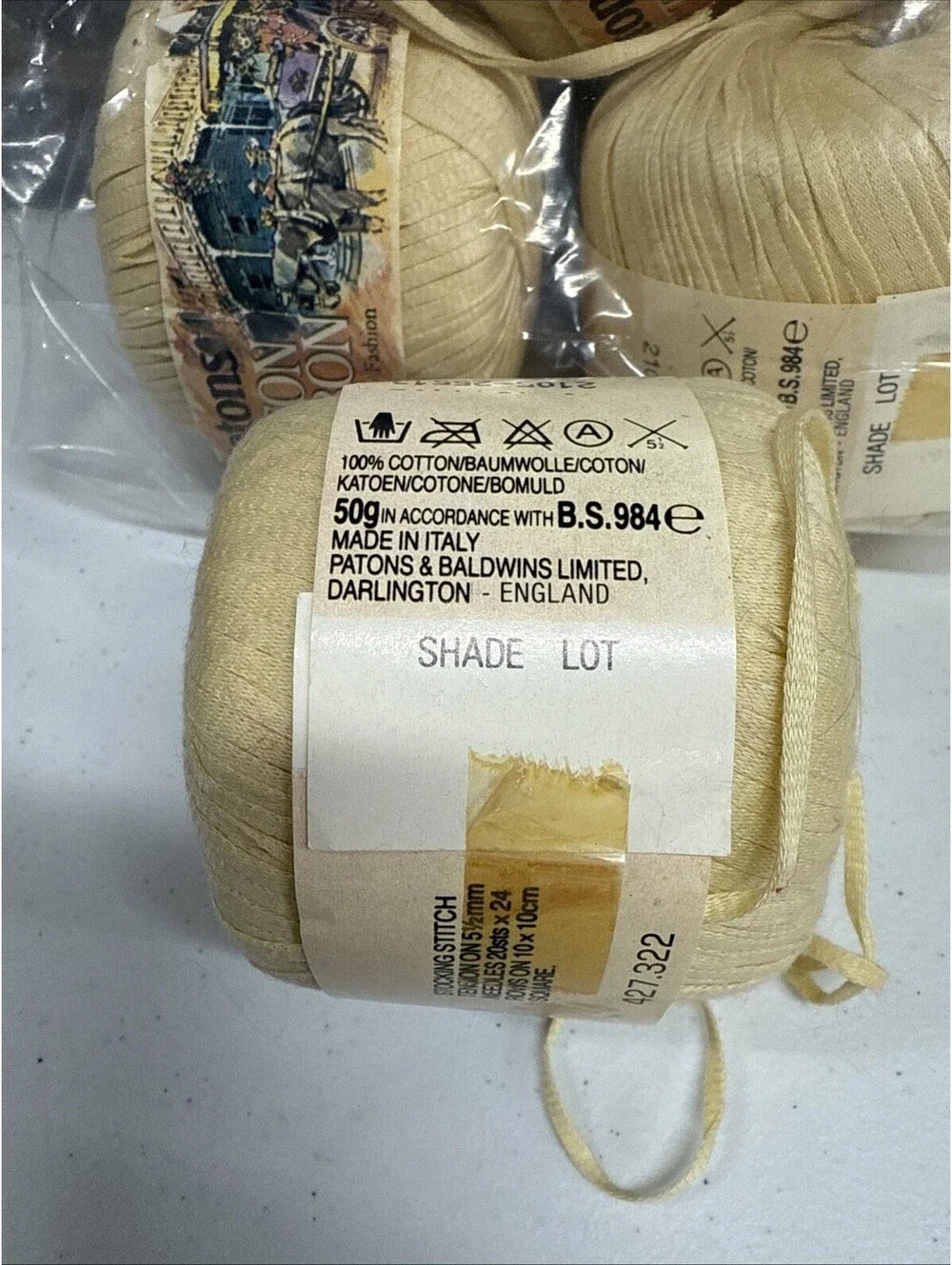 Paton’s Cotton Ribbon Yarn Shade Tan 4 Skein Lot